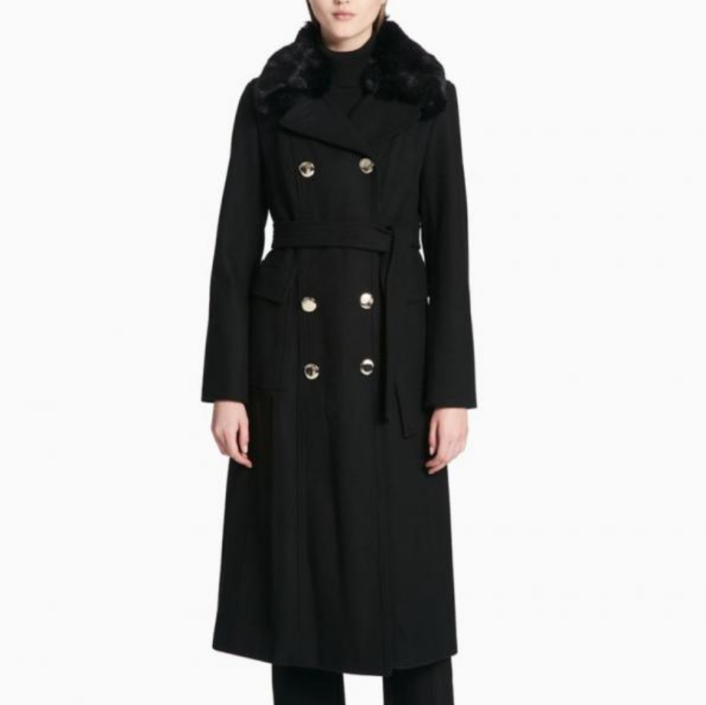 Calvin Klein Outerwear – Womens Double Breasted Belted Coat